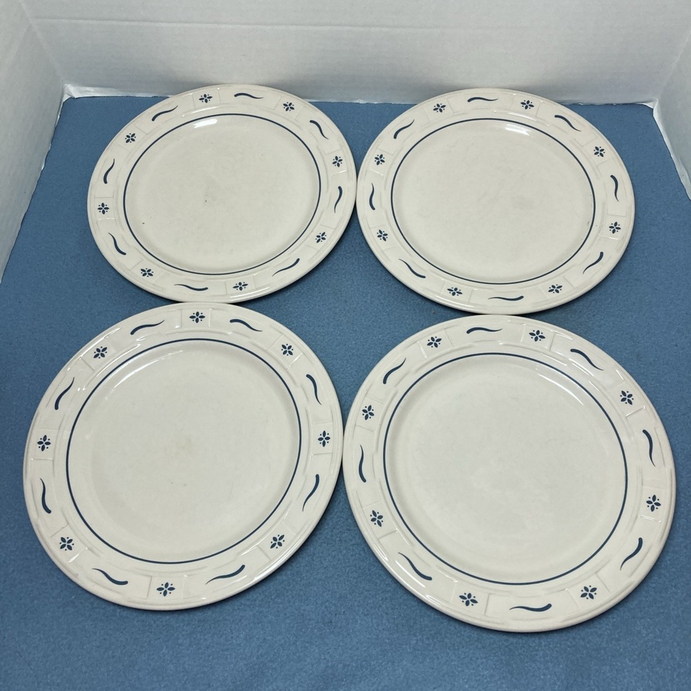 Longaberger Pottery Woven Traditions Classic Blue 10 1/8" Dinner Plate -Set of 4